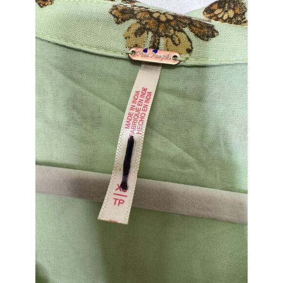 Free People Hazy Baby Boho Printed Mini Dress Sweet Mint Size XS Oversize NWT - Picture 5 of 6
